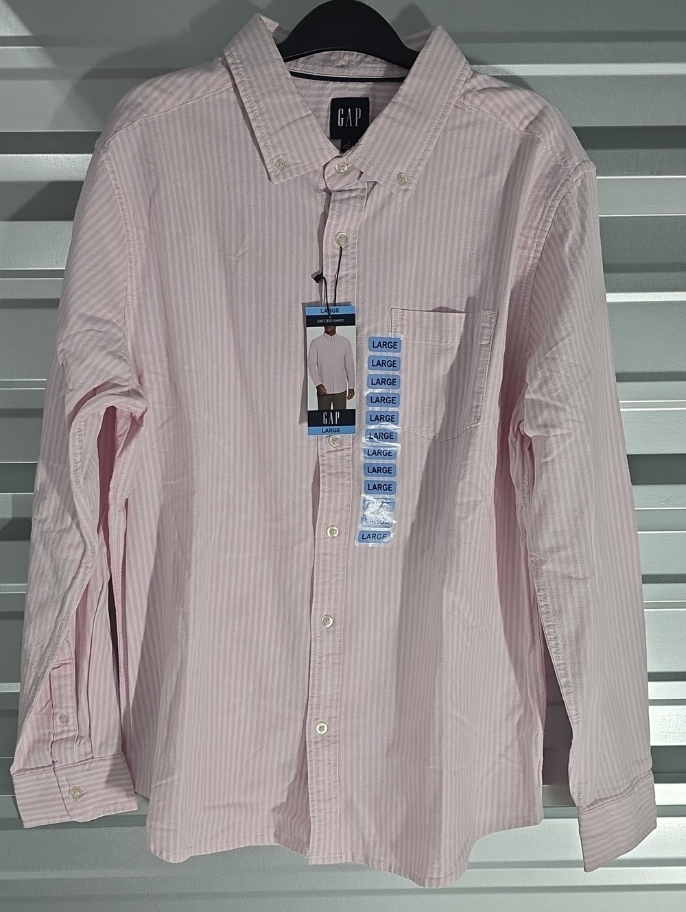 GAP Men's Light Pink Striped Button-Down Shirt